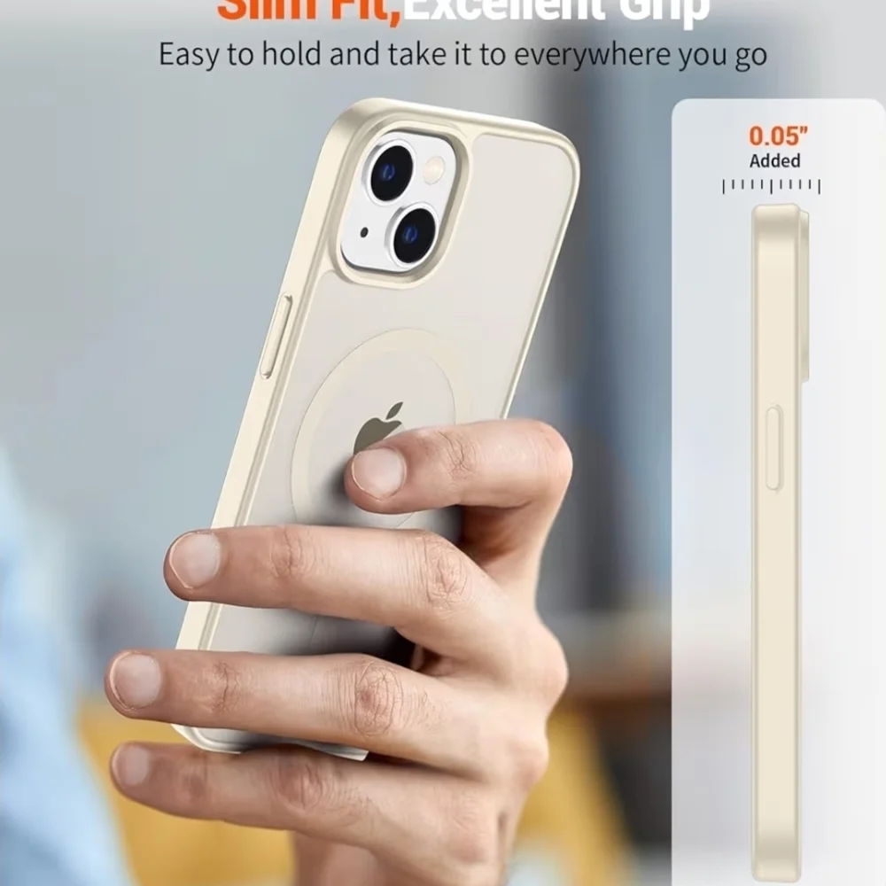 SUPFINE iPhone 15 Magnetic Case MagSafe Slim Shockproof Antique White NEW